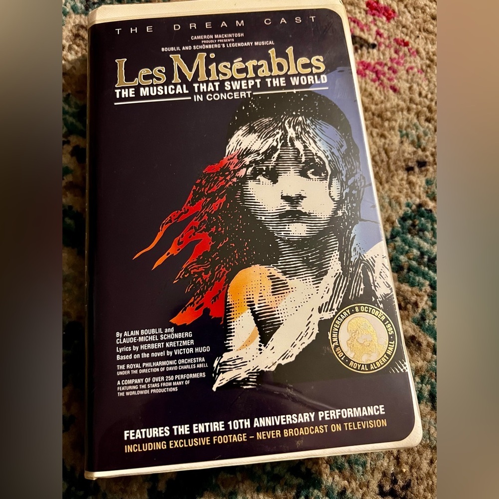 Les Miserables VHS- Dream Cast 10th Anniversary performance.